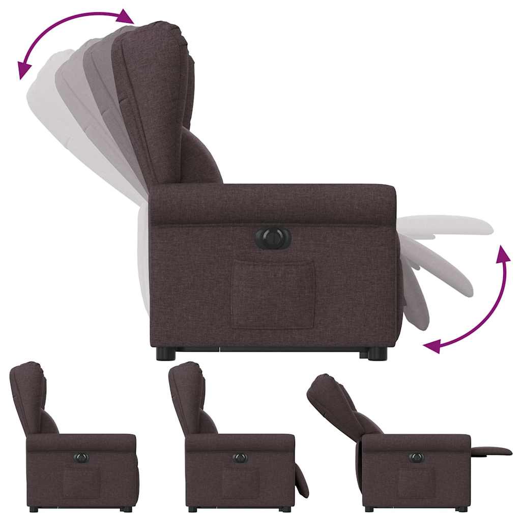 Relaxsessel mit Aufstehhilfe Elektrisch Dunkelbraun Stoff