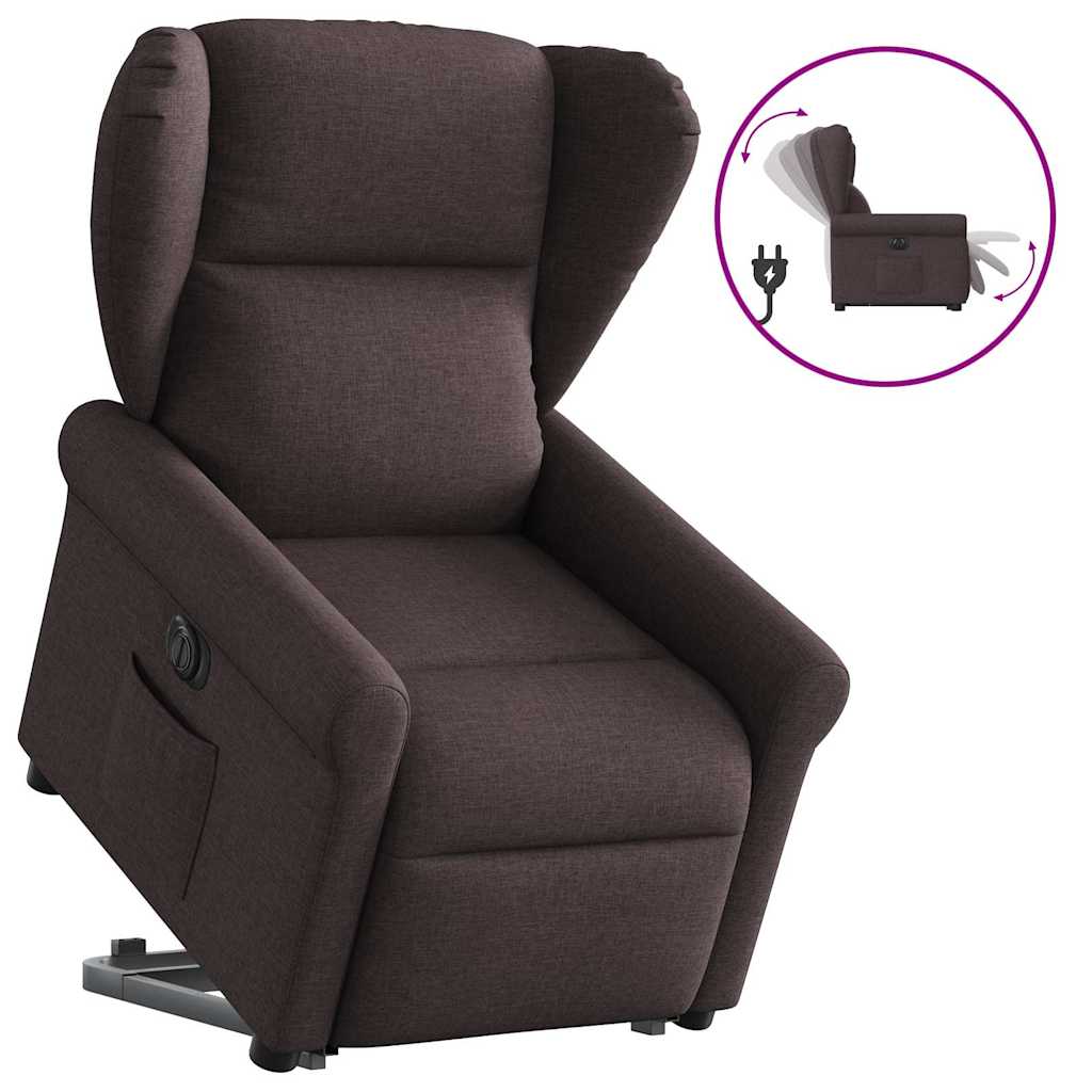 Relaxsessel mit Aufstehhilfe Elektrisch Dunkelbraun Stoff