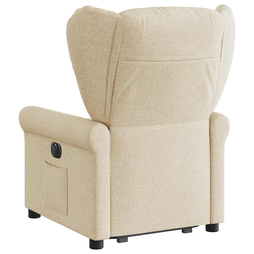Relaxsessel mit Aufstehhilfe Elektrisch Creme Stoff