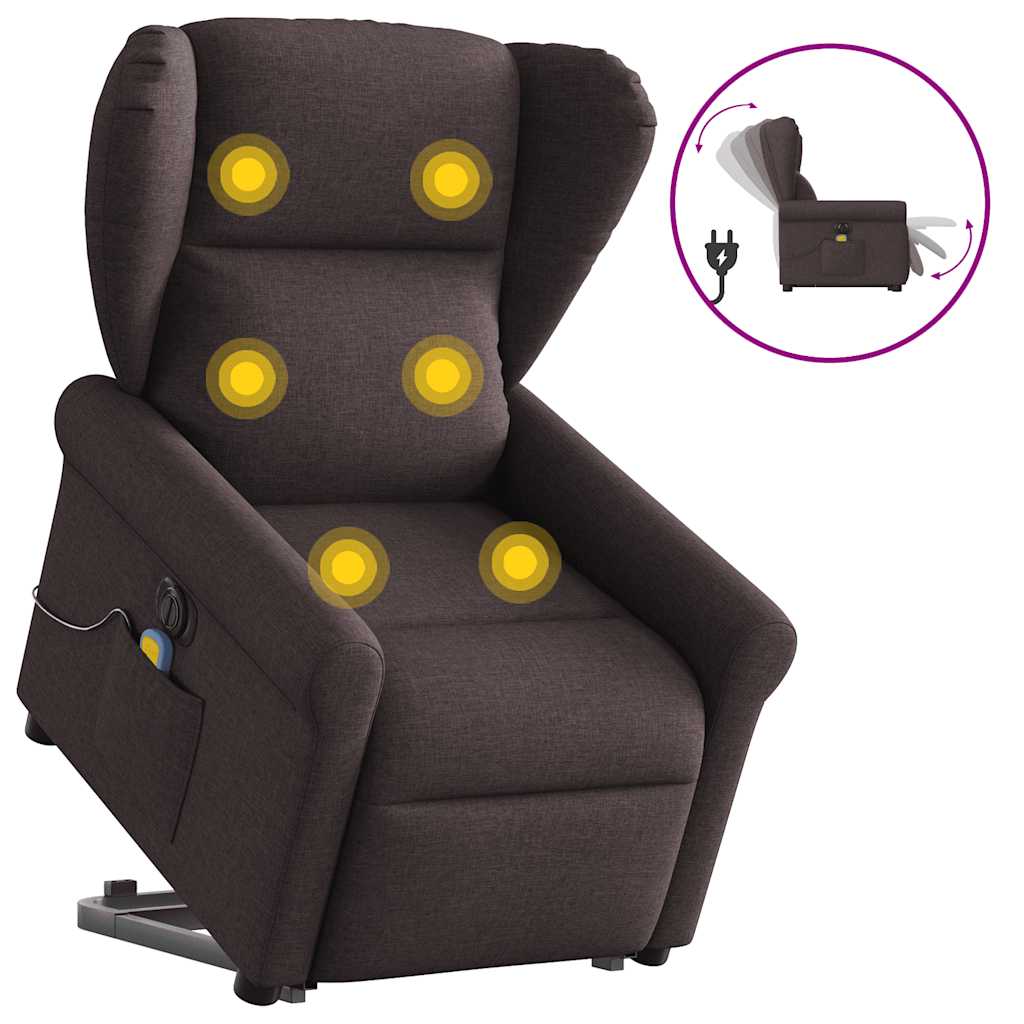 Elektrischer Massagesessel mit Aufstehhilfe Dunkelbraun Stoff