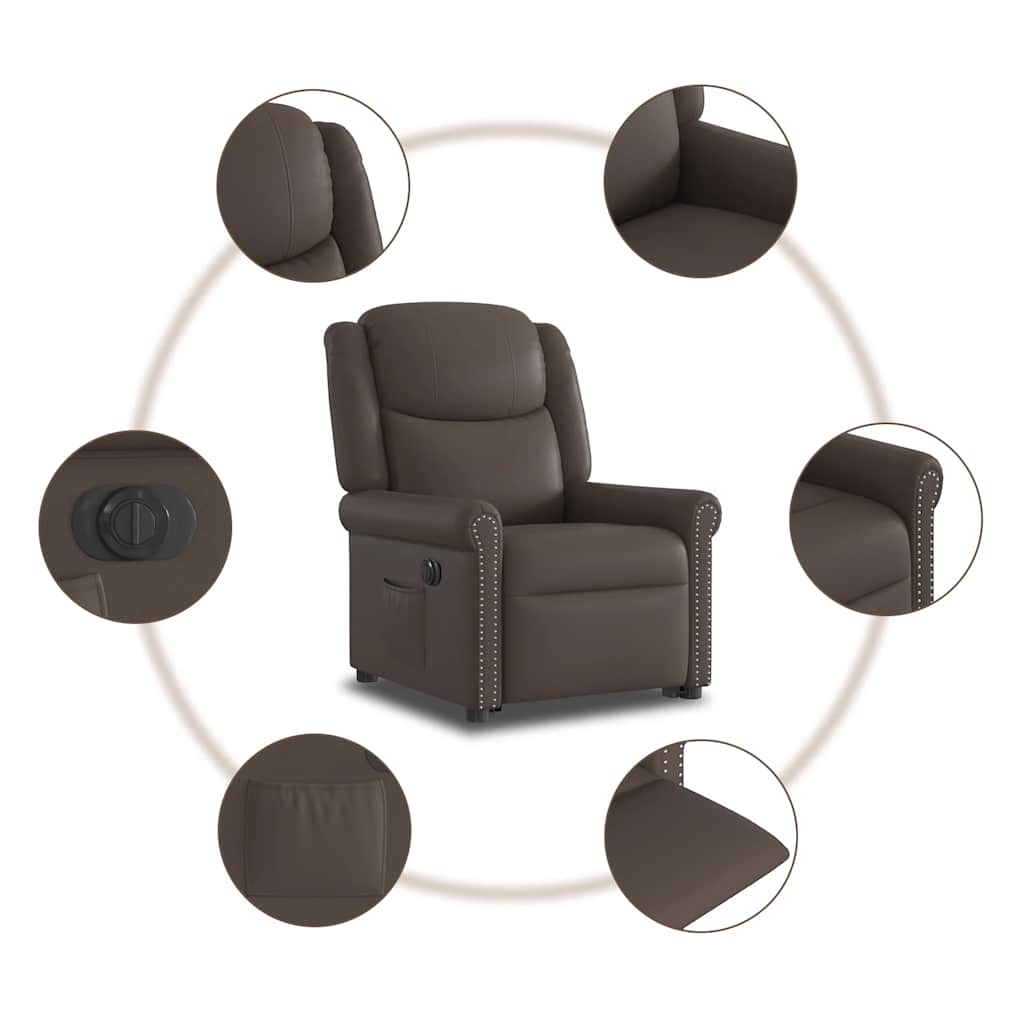 Relaxsessel Aufstehen Elektrisch Glänzend Braun Kunstleder