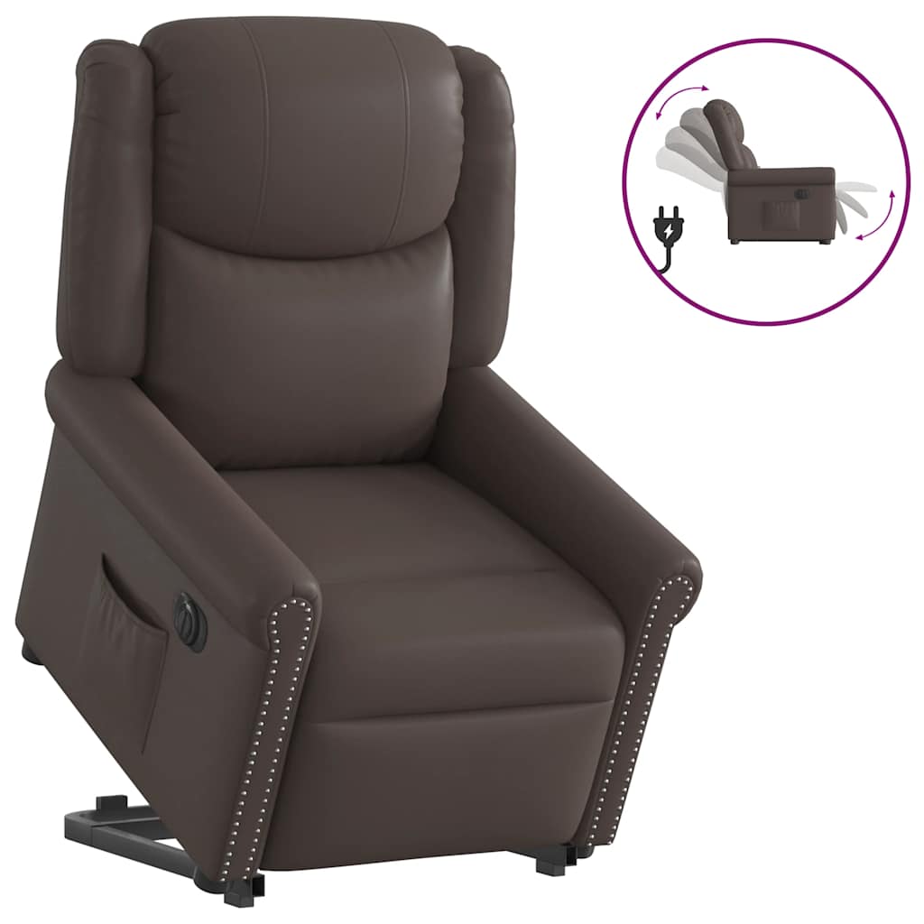 Relaxsessel Aufstehen Elektrisch Glänzend Braun Kunstleder