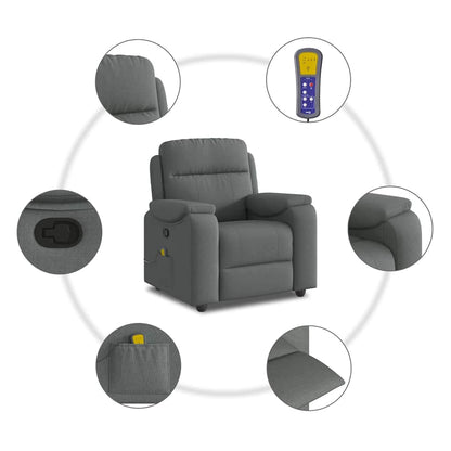 Massage-Relaxsessel, Stoff, Dunkelgrau
