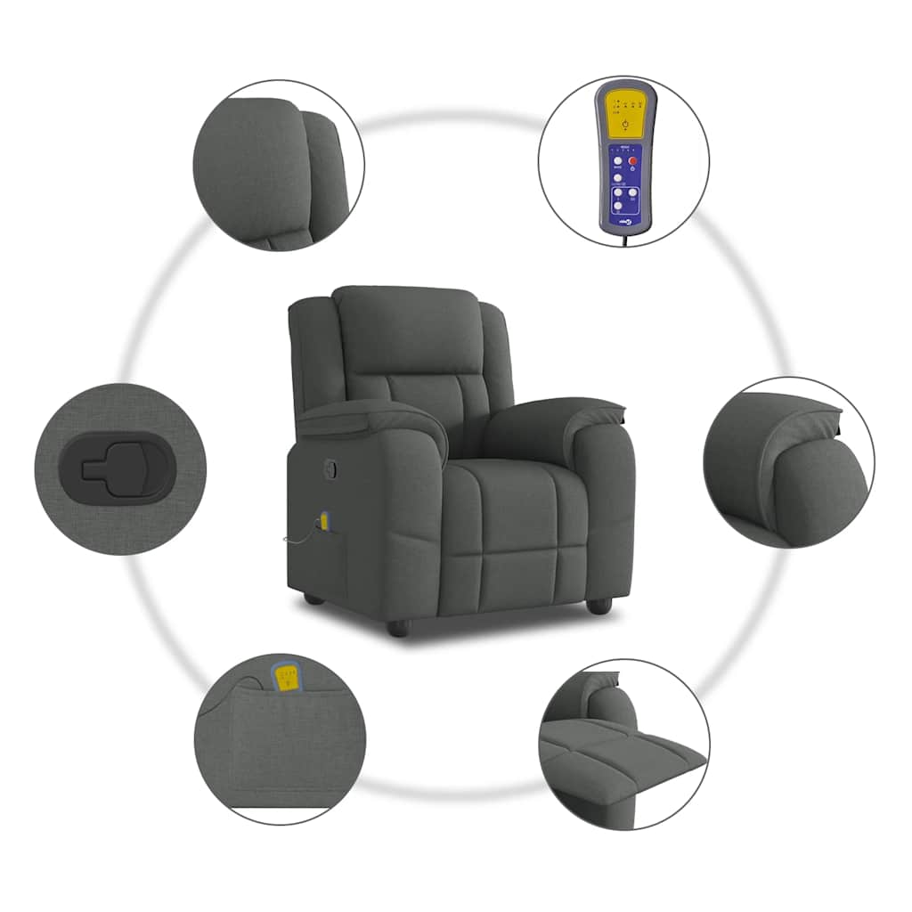 Massage-Relaxsessel, Stoff, Dunkelgrau