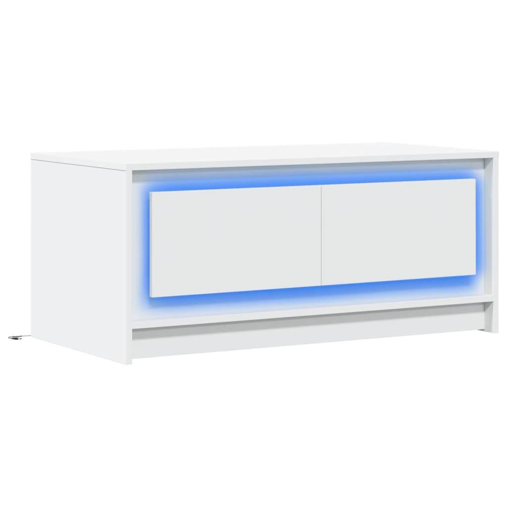 Table basse LED en bois blanc