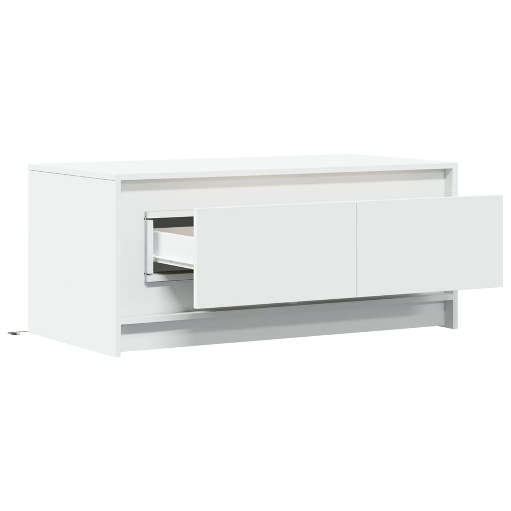 Table basse LED en bois blanc