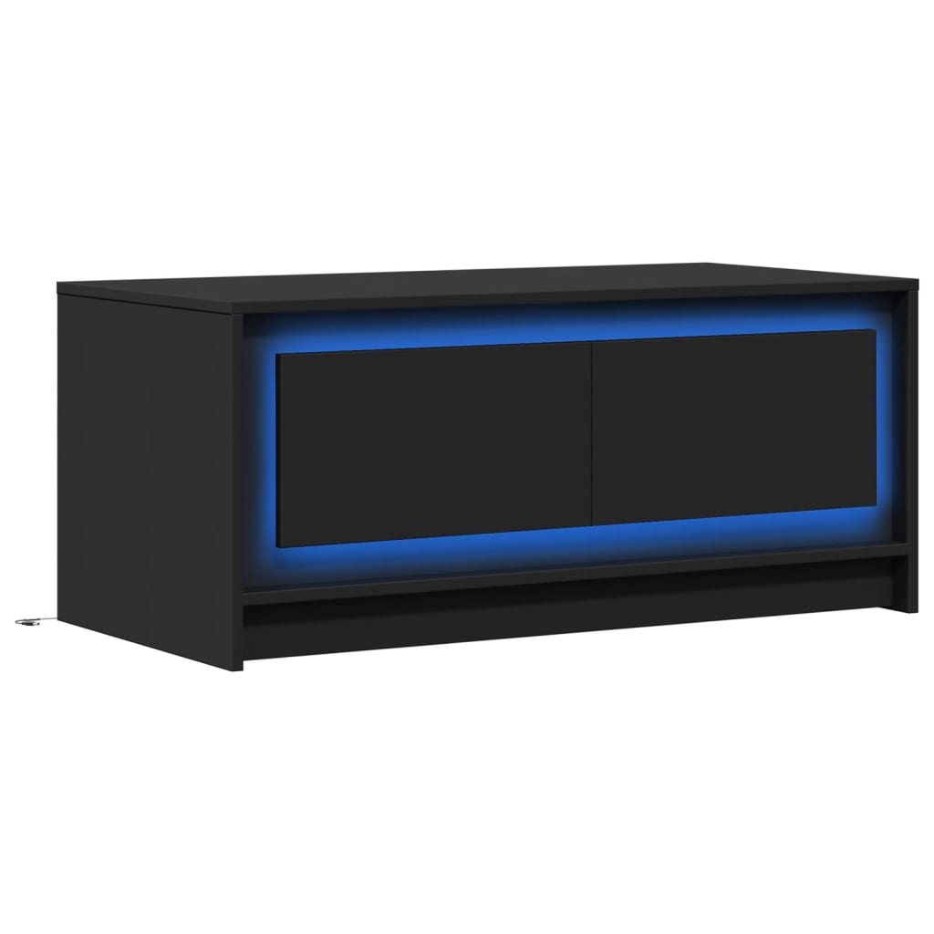 Table basse LED en bois noir