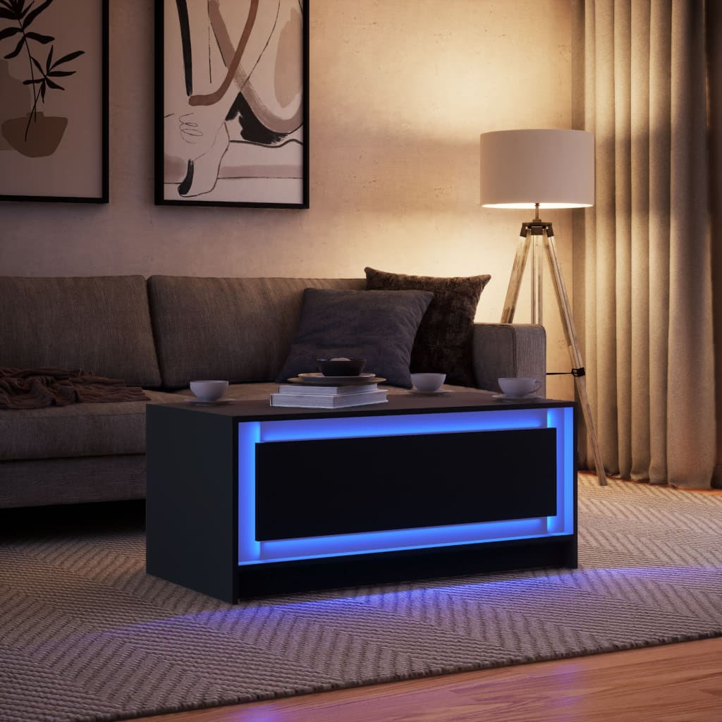 Table basse LED en bois noir