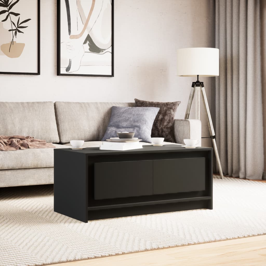 Table basse LED en bois noir