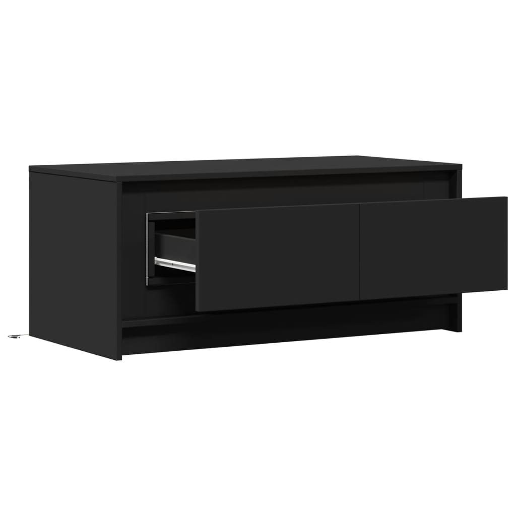 Table basse LED en bois noir