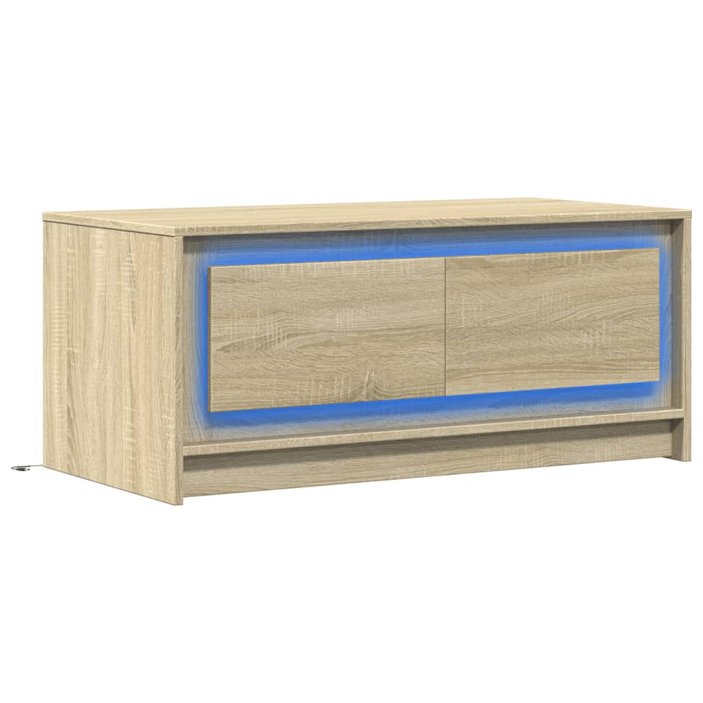 Table basse LED en bois de chêne Sonoma