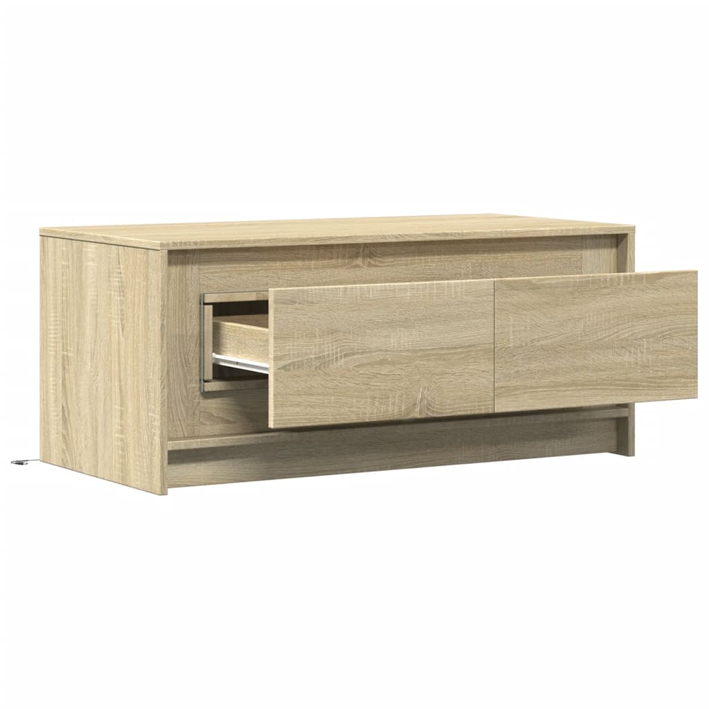 Table basse LED en bois de chêne Sonoma