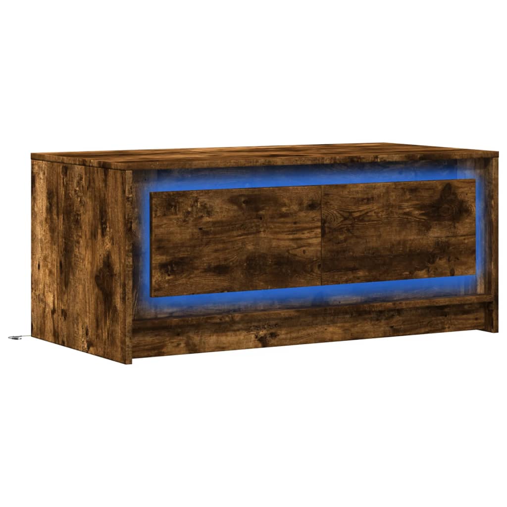 Table basse LED en bois de chêne fumé