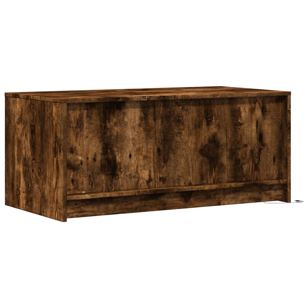 Table basse LED en bois de chêne fumé