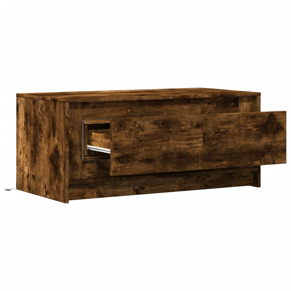 Table basse LED en bois de chêne fumé