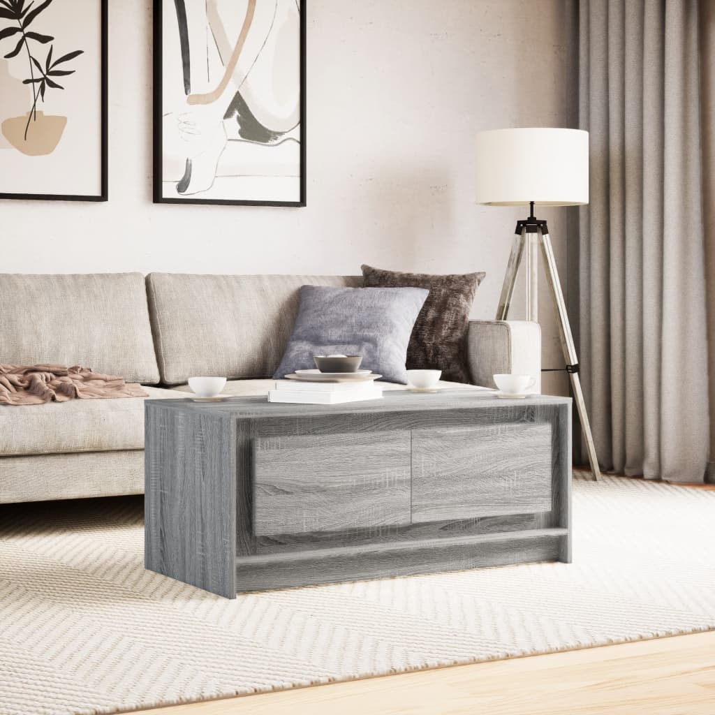 Table basse LED matière bois Sonoma gris