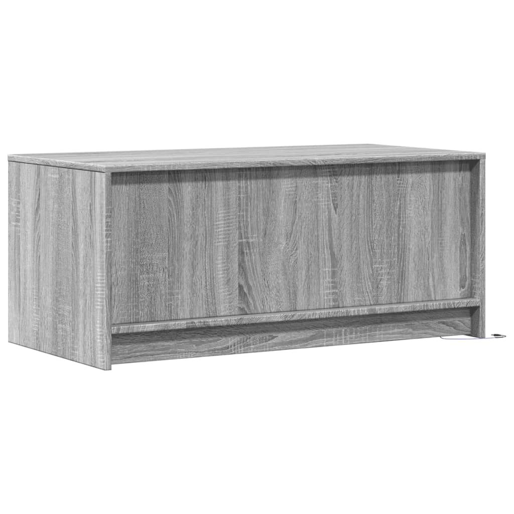 Table basse LED matière bois Sonoma gris