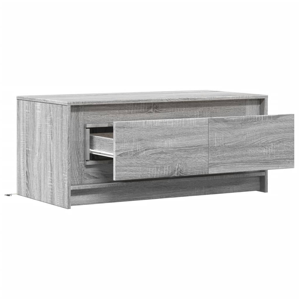 Table basse LED matière bois Sonoma gris