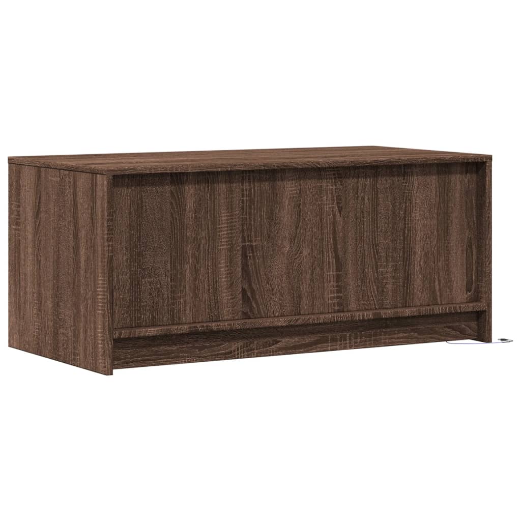 Table basse LED en bois aspect chêne marron