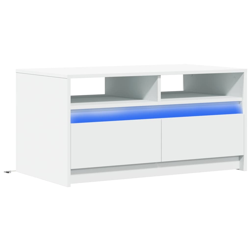 Table basse LED en bois blanc