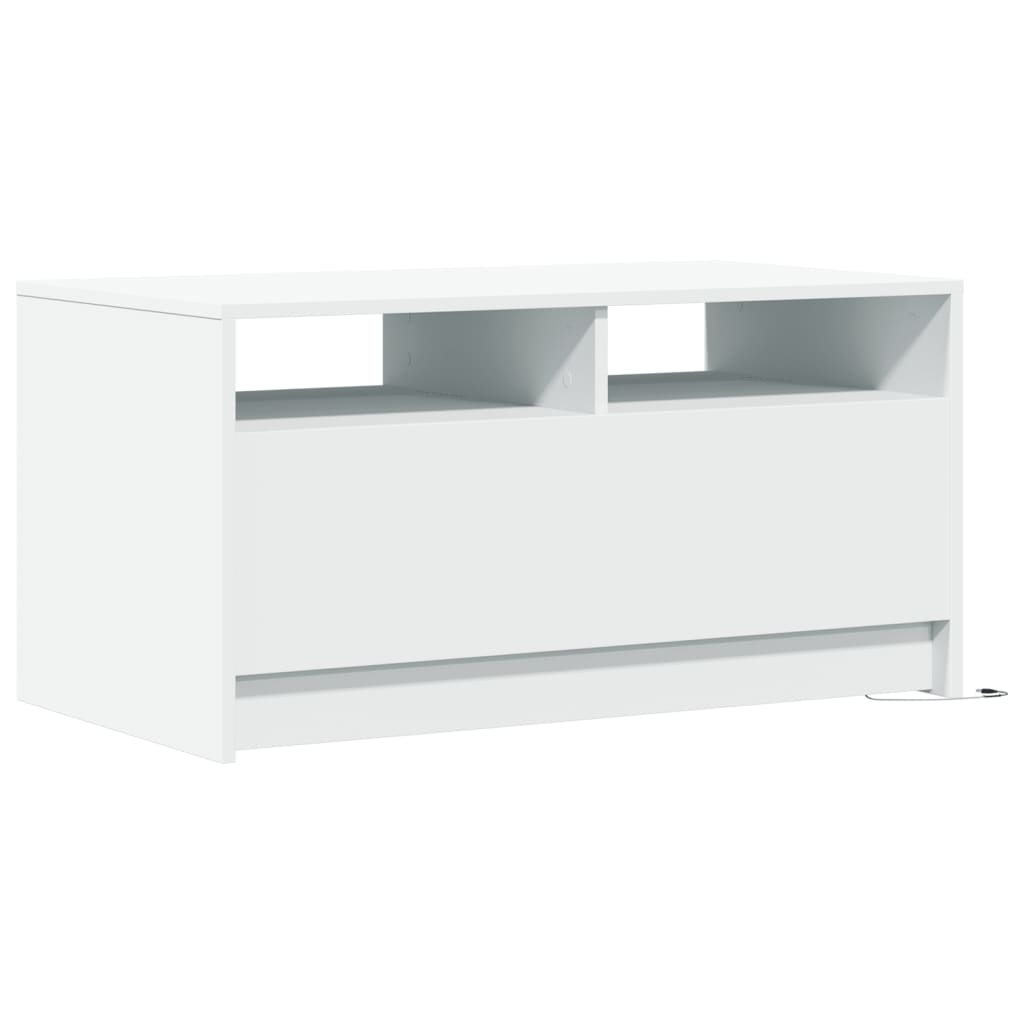 Table basse LED en bois blanc