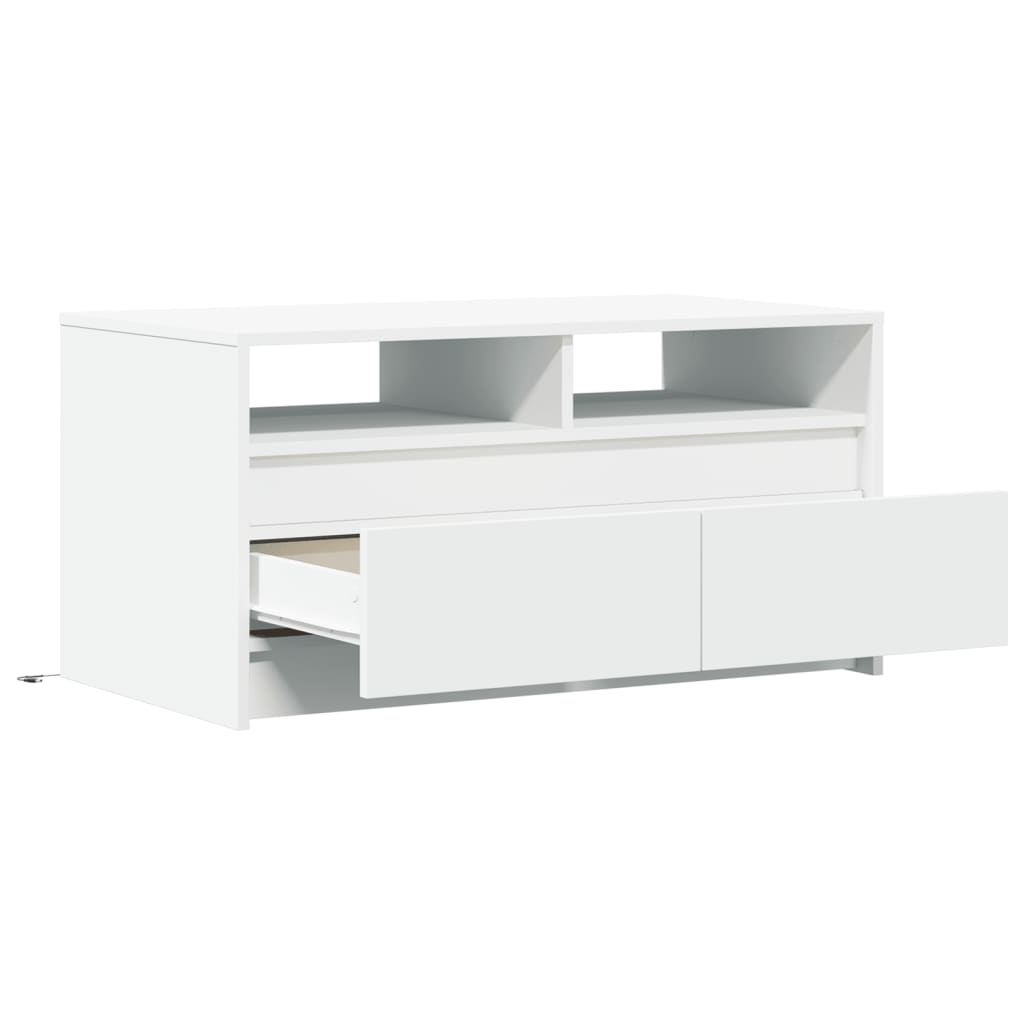 Table basse LED en bois blanc