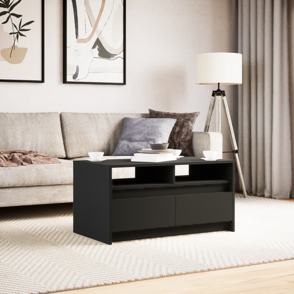 Table basse LED en bois noir