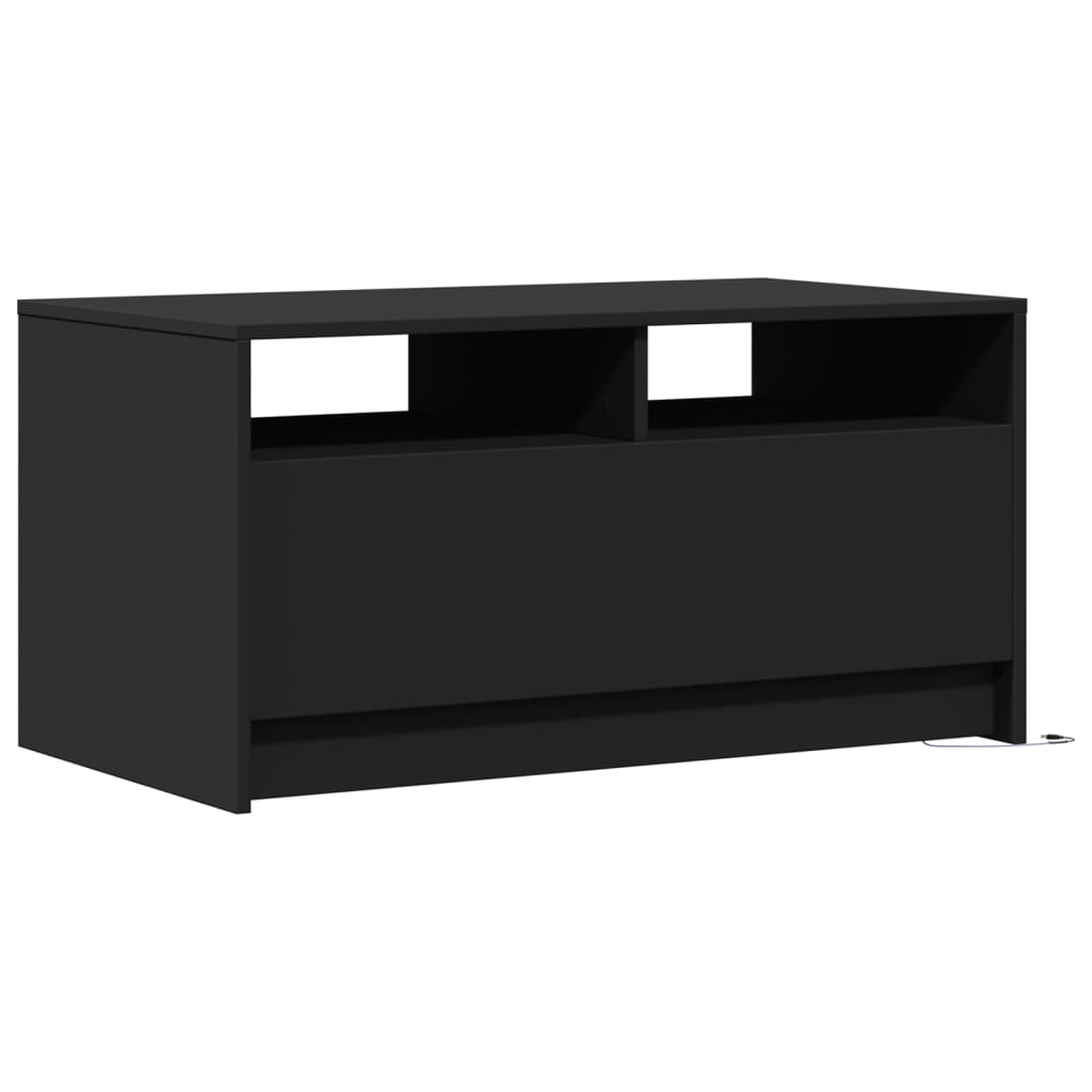 Table basse LED en bois noir