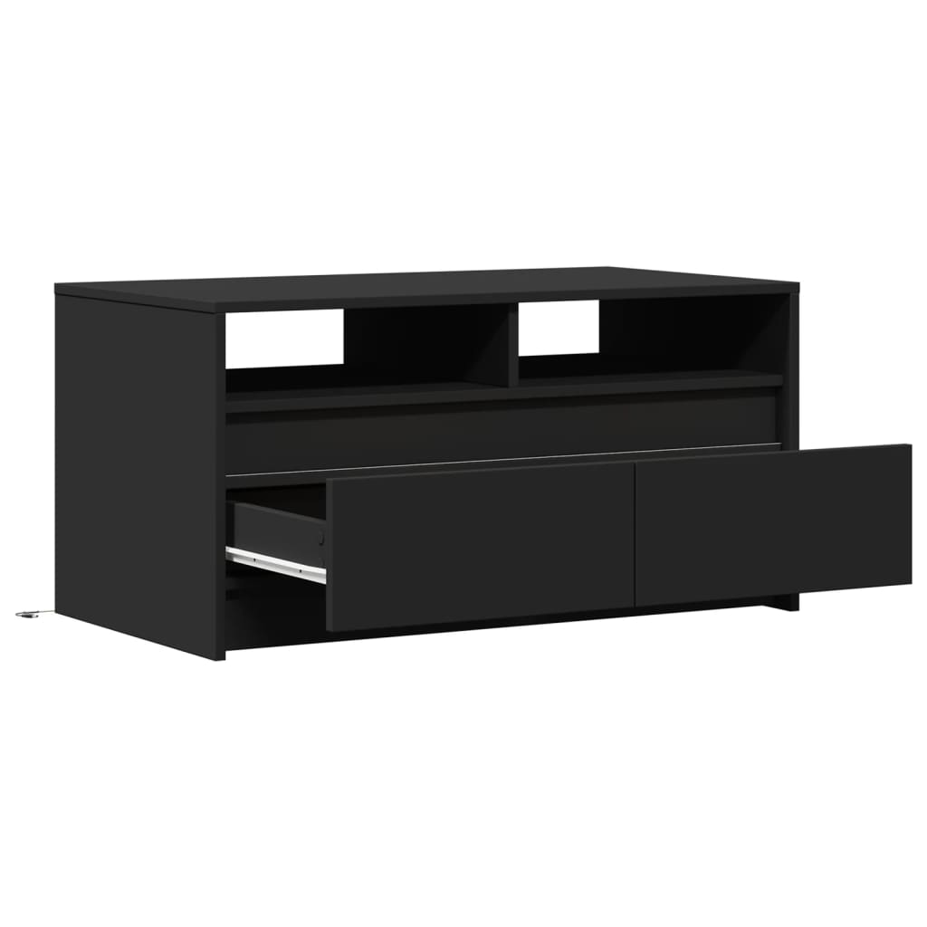 Table basse LED en bois noir