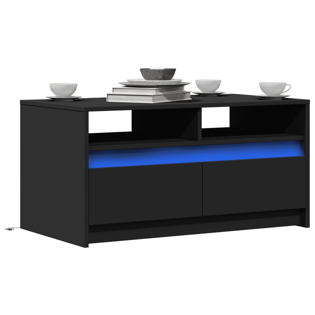 Table basse LED en bois noir