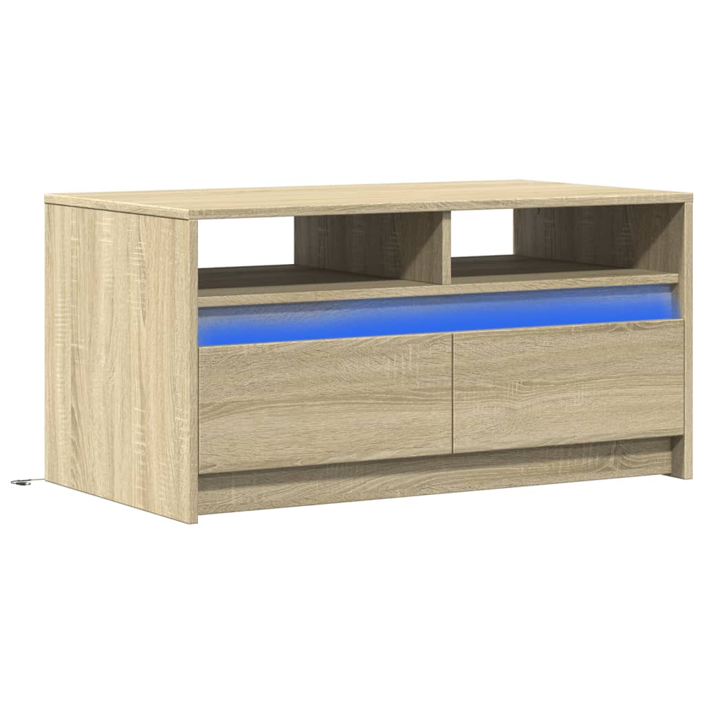 Table basse LED en bois de chêne Sonoma