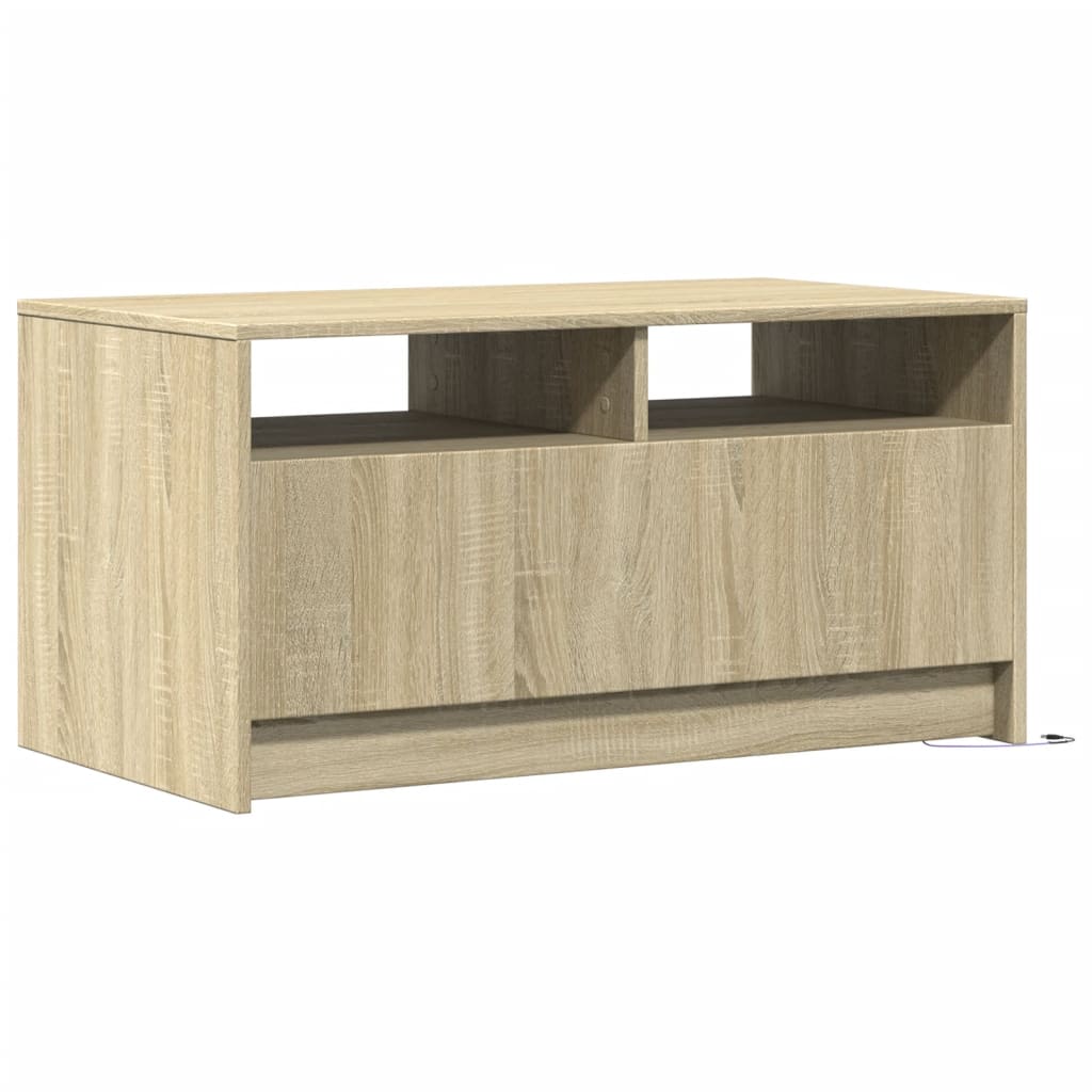 Table basse LED en bois de chêne Sonoma