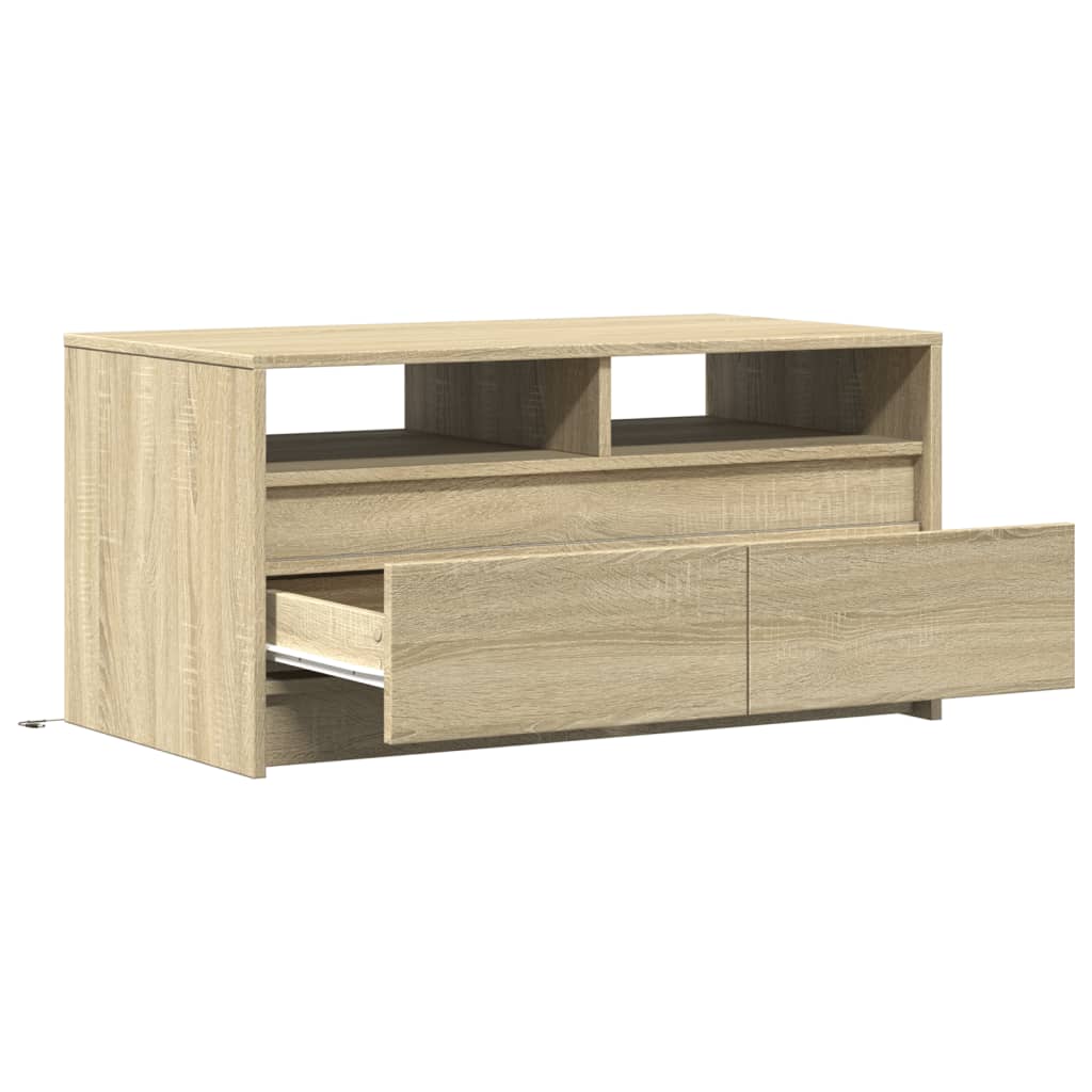 Table basse LED en bois de chêne Sonoma