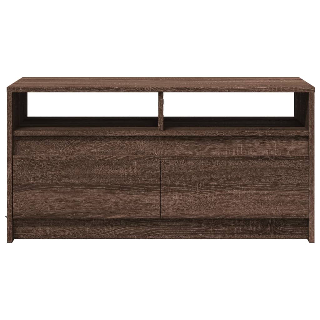 Table basse LED en bois aspect chêne marron