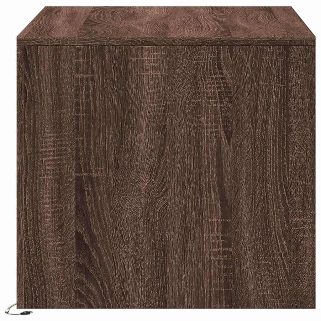 Table basse LED en bois aspect chêne marron