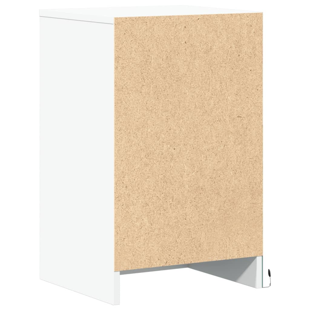 Bedside table with LED lights white wood material