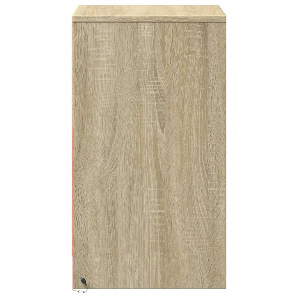 Bedside table with LED lights Sonoma oak wood material
