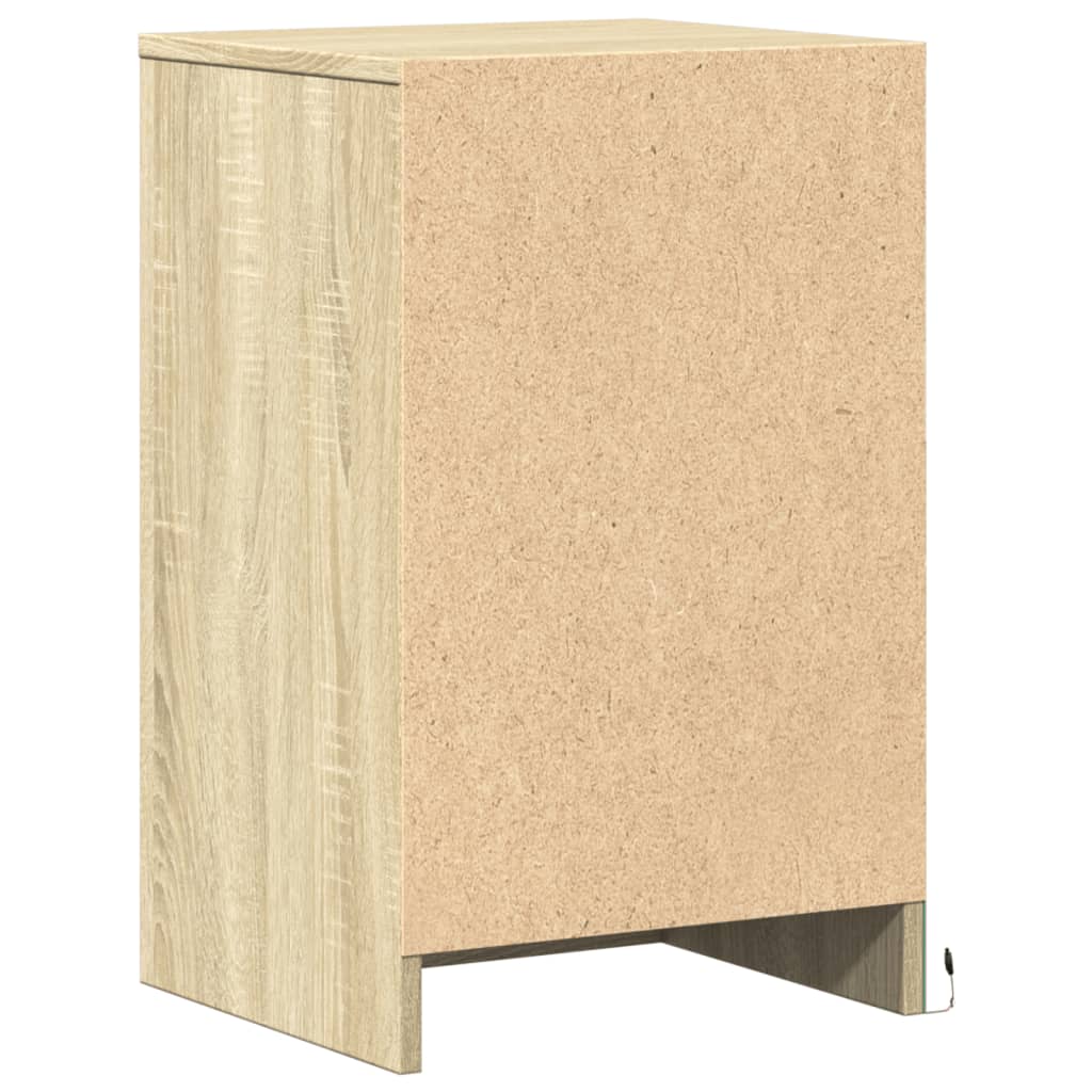 Bedside table with LED lights Sonoma oak wood material