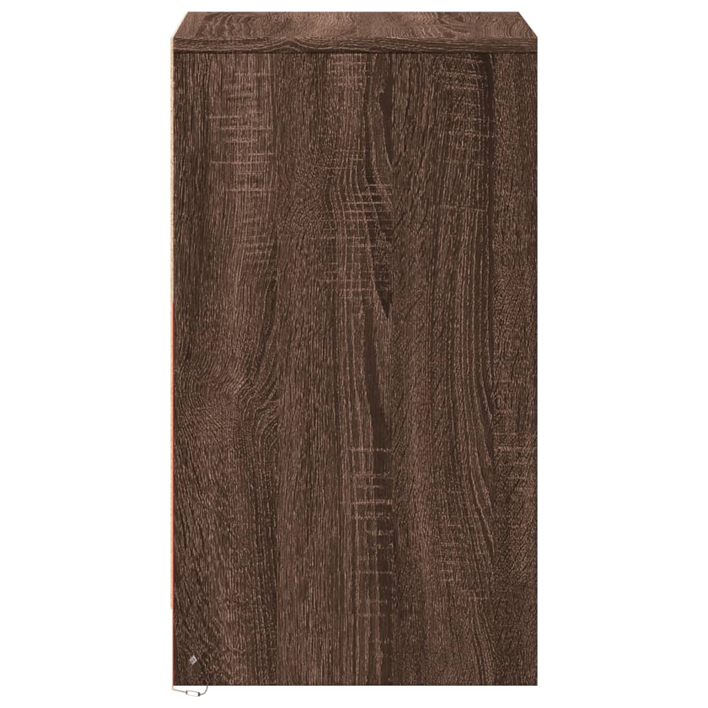 Bedside table with LED lights Brown oak look wood material
