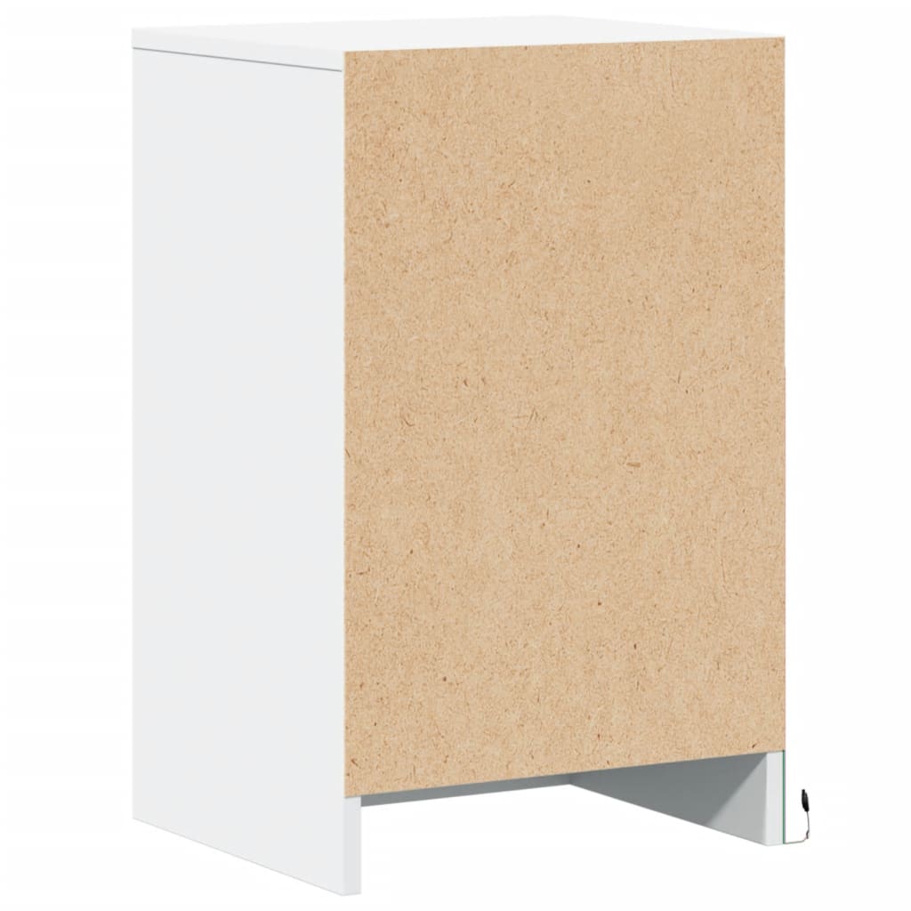 Bedside table with LED lights white wood material