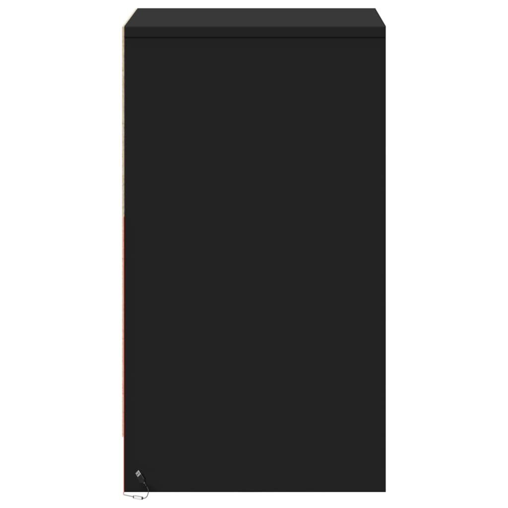 Bedside table with LED lights Black wood material