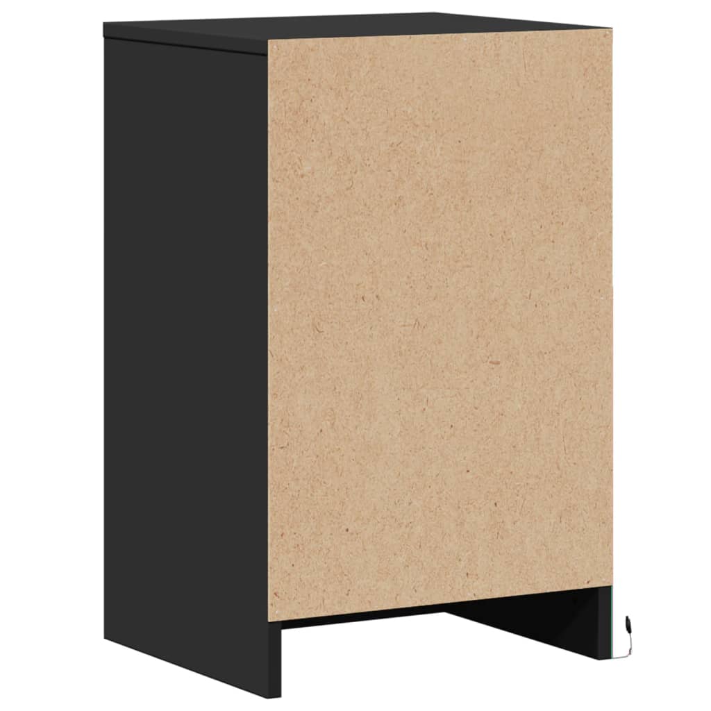 Bedside table with LED lights Black wood material