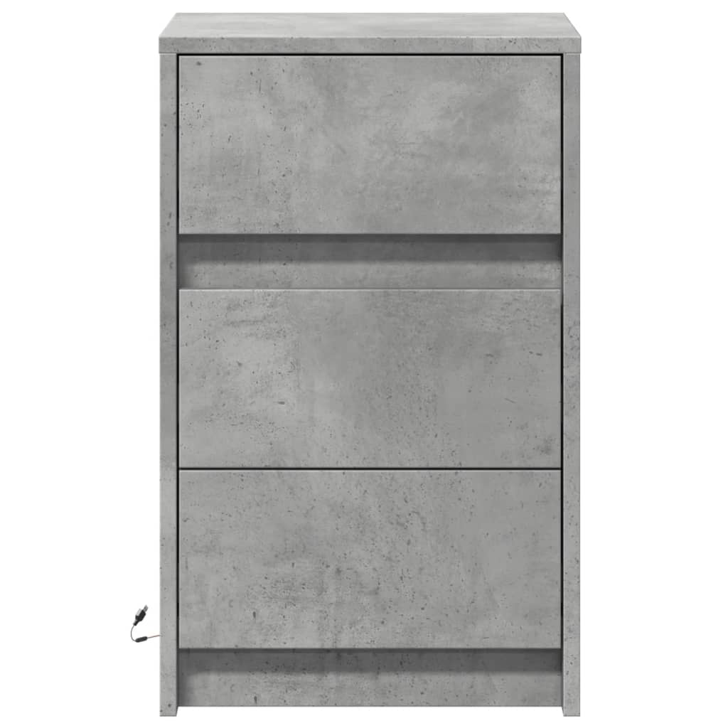 Bedside table with LED lights concrete gray wood material
