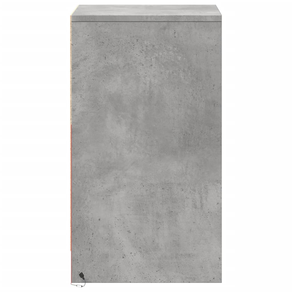 Bedside table with LED lights concrete gray wood material