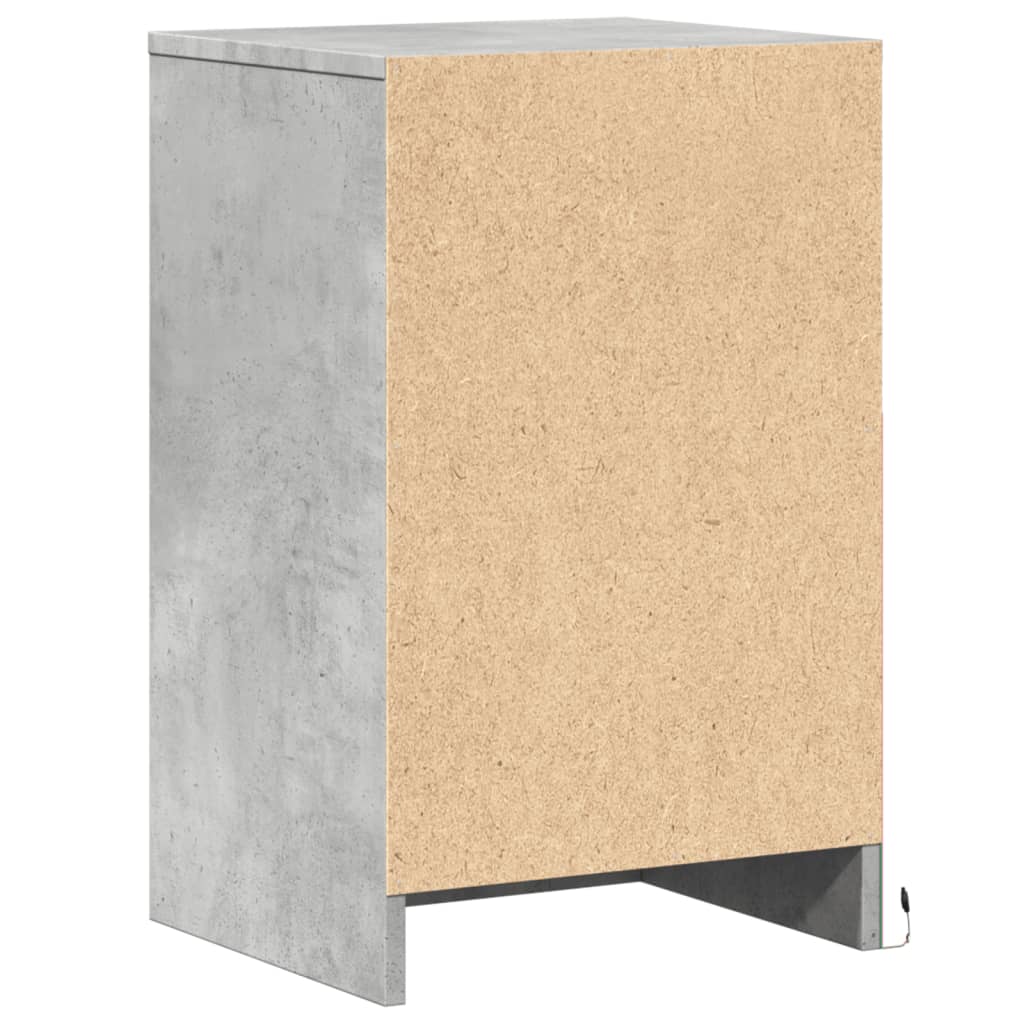 Bedside table with LED lights concrete gray wood material