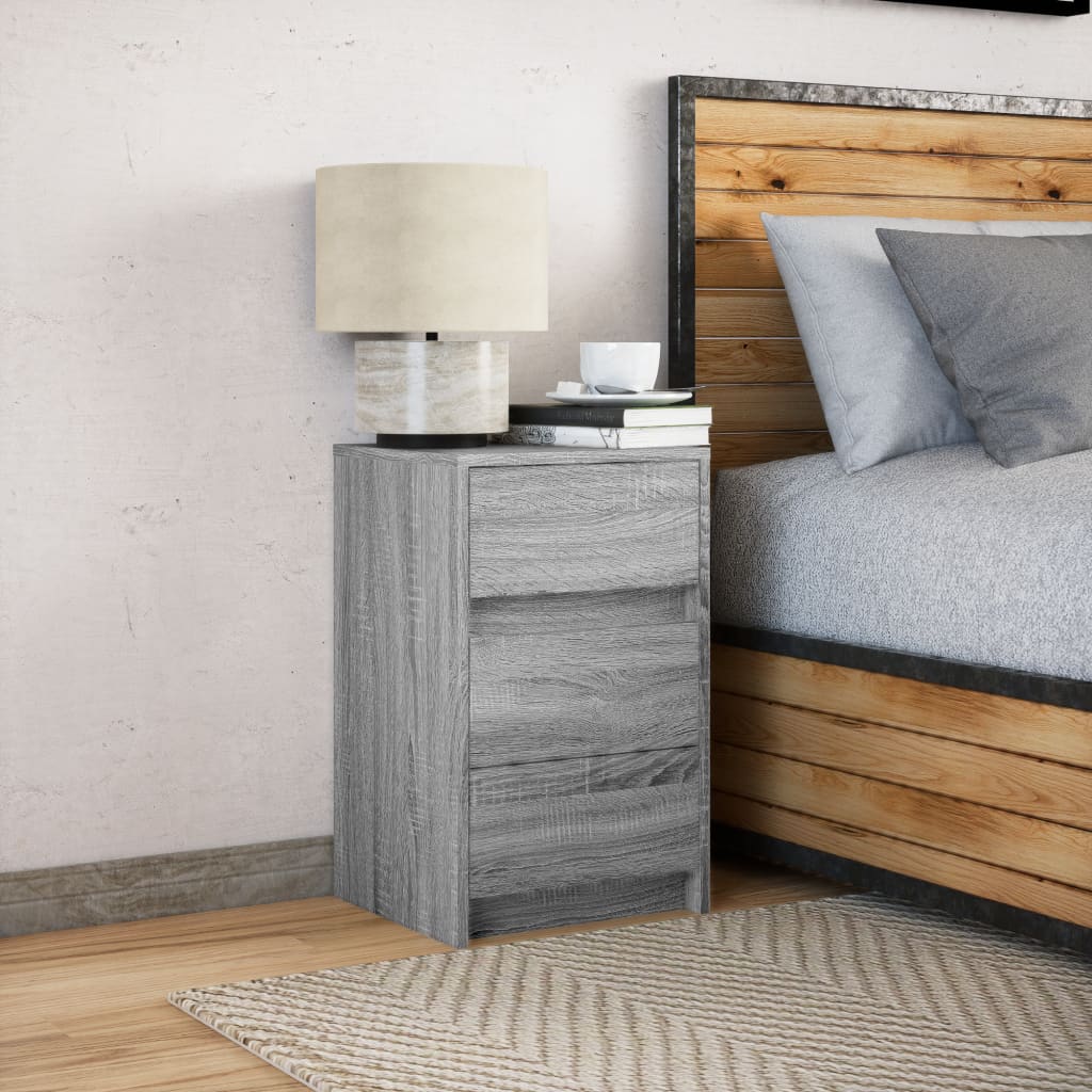 Bedside table with LED lights Gray Sonoma wood material