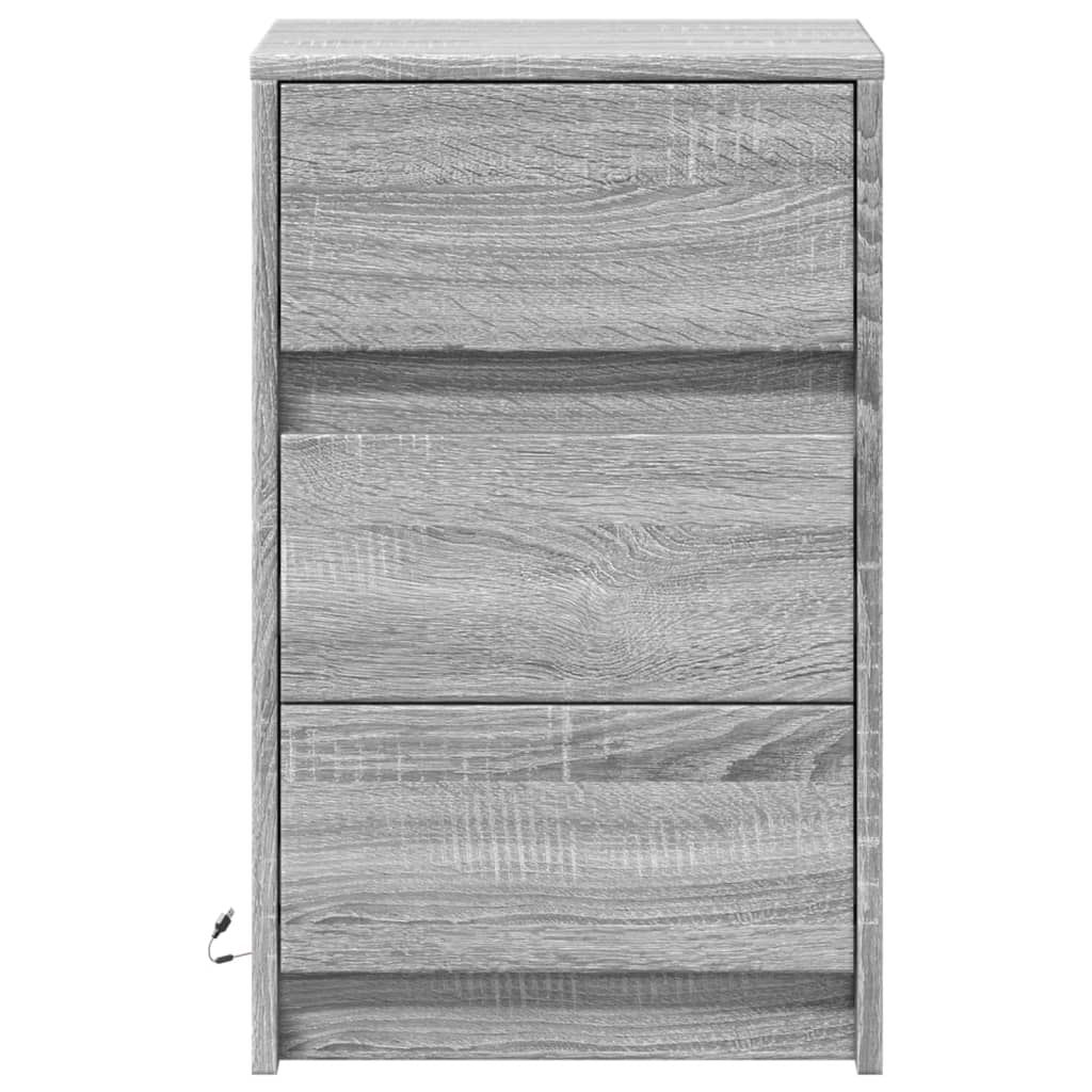 Bedside table with LED lights Gray Sonoma wood material