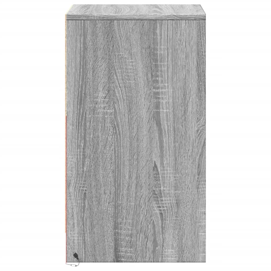 Bedside table with LED lights Gray Sonoma wood material
