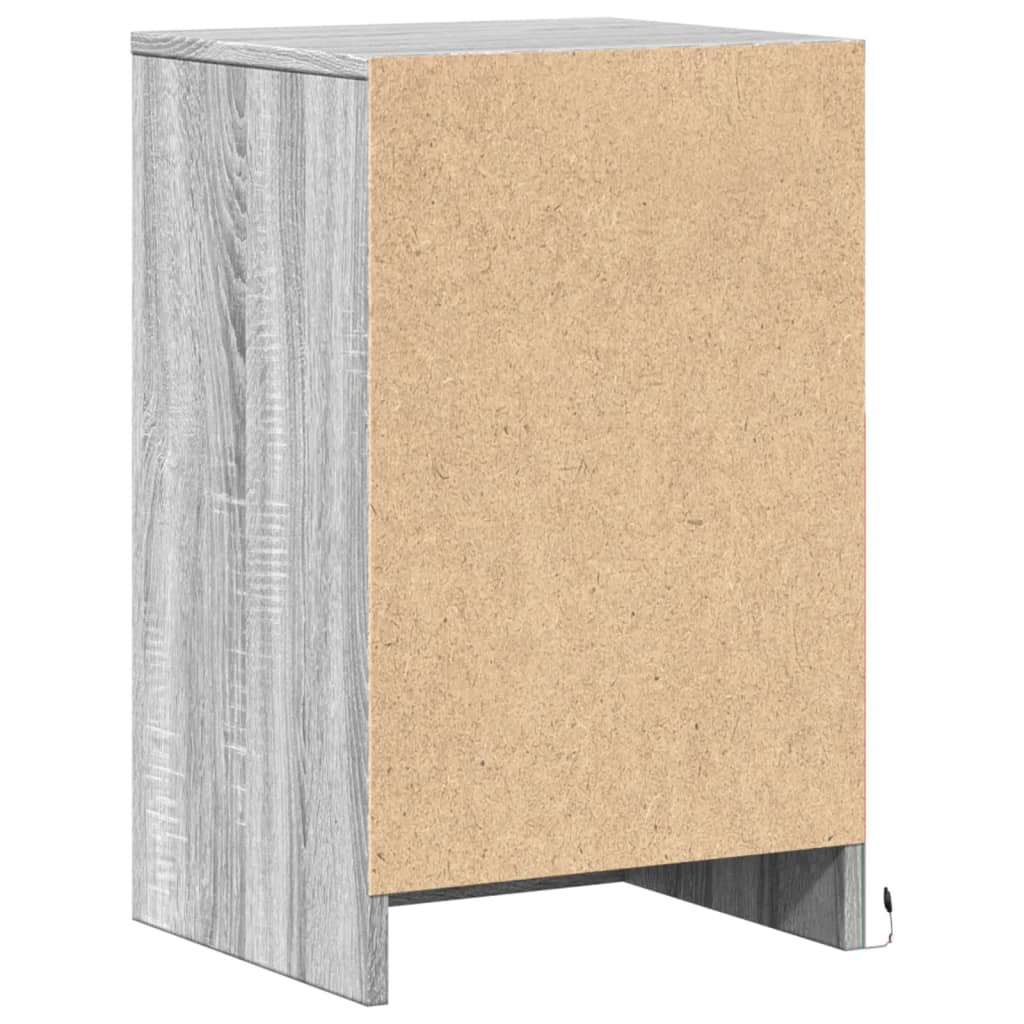Bedside table with LED lights Gray Sonoma wood material