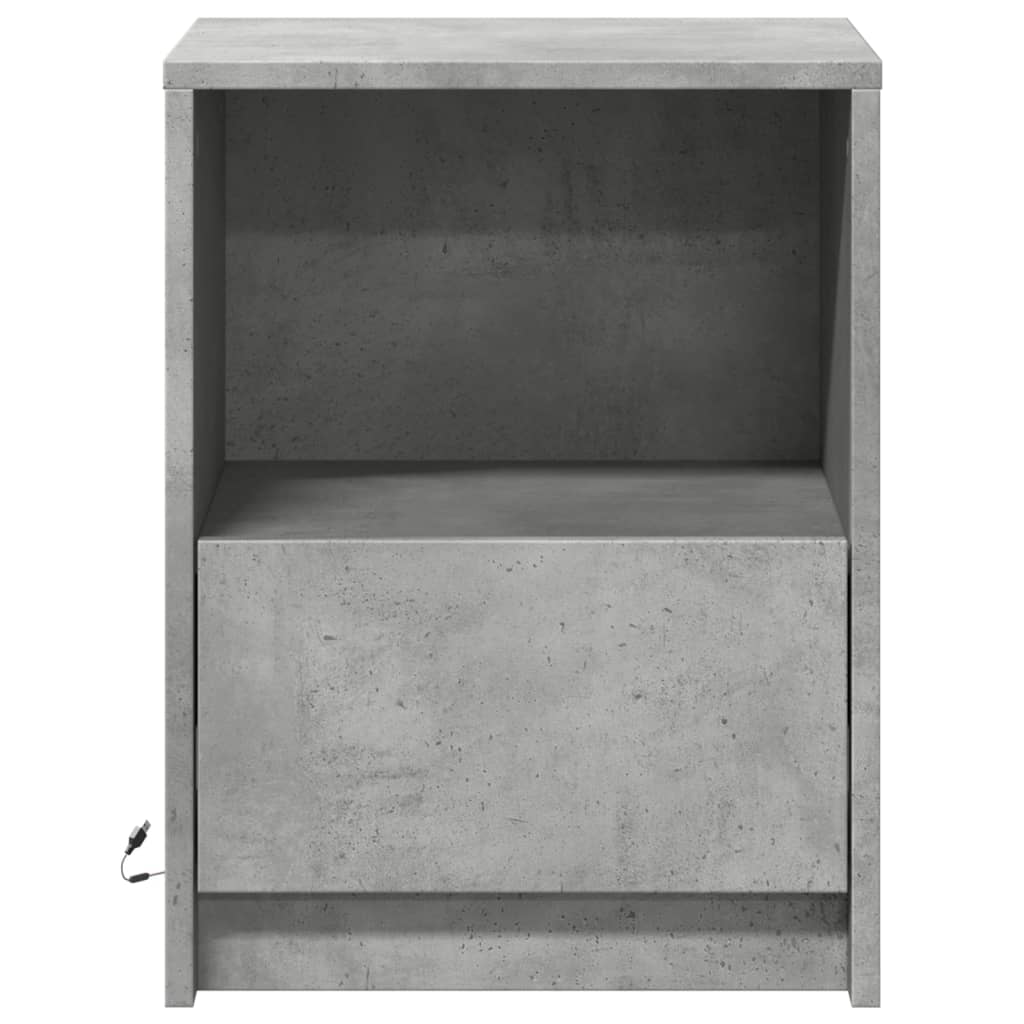 Bedside table with LED lights concrete gray wood material